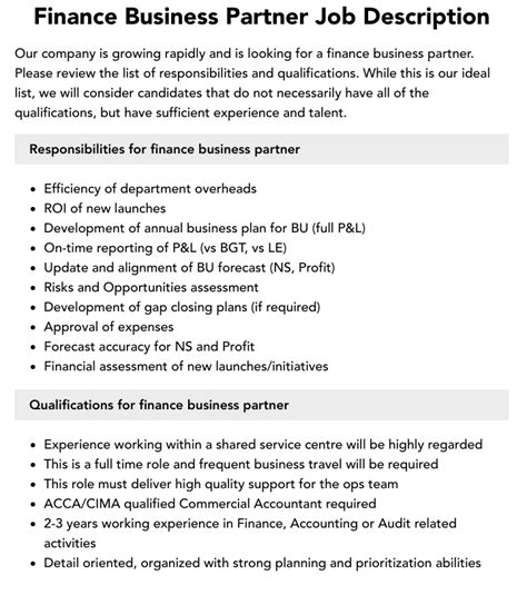 finance business partner jobs